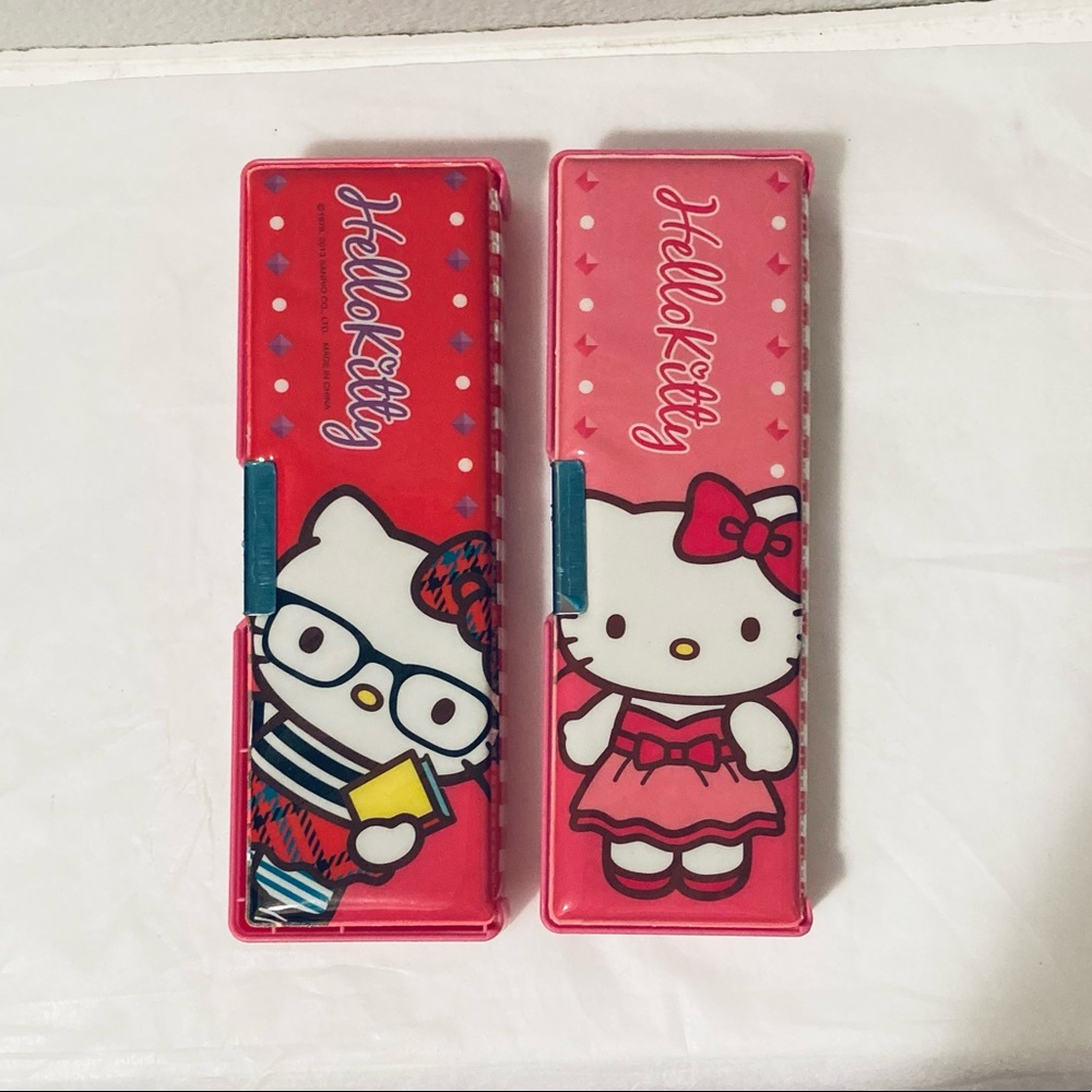🎀 🤓 New Hello Kitty One double sided magnetic pencil case Pink bow or Nerd BTS